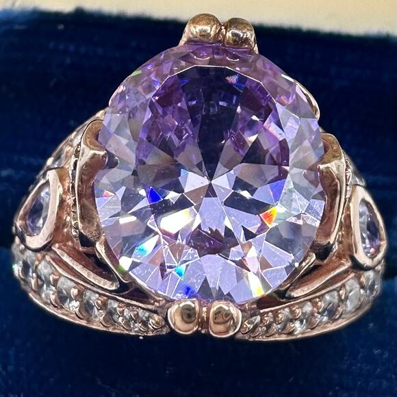 PAJ Jewelry - PAJ 925 sterling silver rose gold pink purple cubic zirconia CZ ring size 7.5